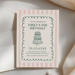 Invitación Hand Drawn Cake Quirky Unique Birthday Party