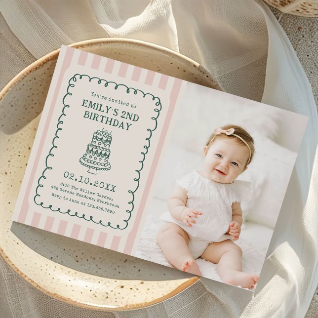 Invitación Hand Drawn Cake Quirky Unique Birthday Party Photo (Subido por el creador)