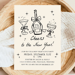 Invitación Hand Drawn Champagne Cheers New Years Eve Party