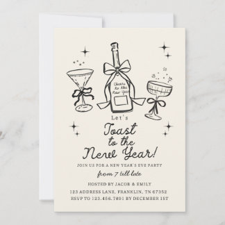 Invitación Hand Drawn Cheers New Years Eve Party In