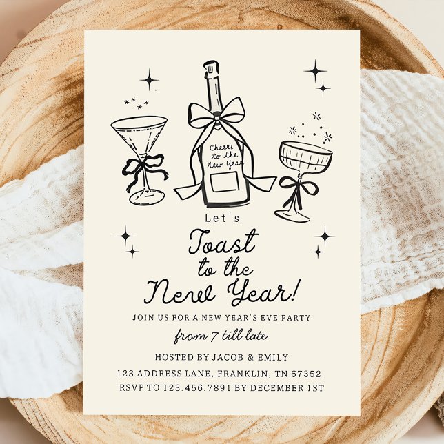 Invitación Hand Drawn Cheers New Years Eve Party In (Subido por el creador)