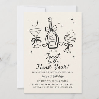 Invitación Hand Drawn Cheers New Years Eve Party In