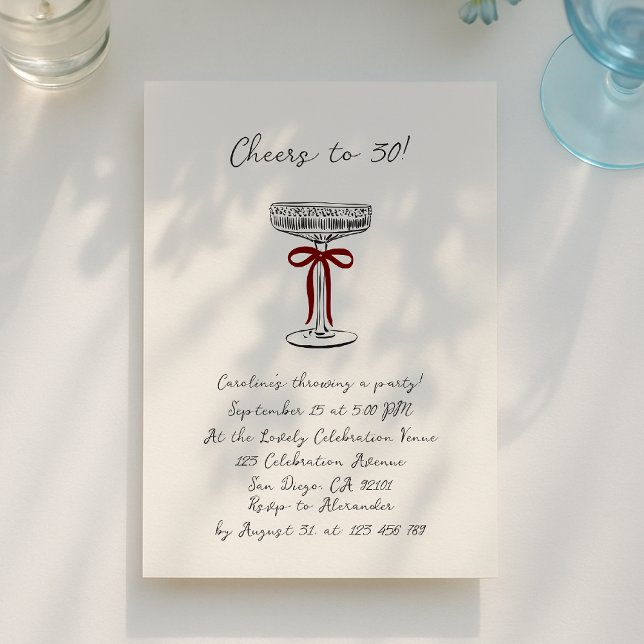 Invitación hand drawn cheers to 30, birthday party invitation (Subido por el creador)