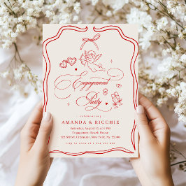 Invitación Hand Drawn Cherub Vintage Cupid Engagement Party