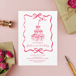 Invitación Hand Drawn Chic Pink Champagne Birthday Party