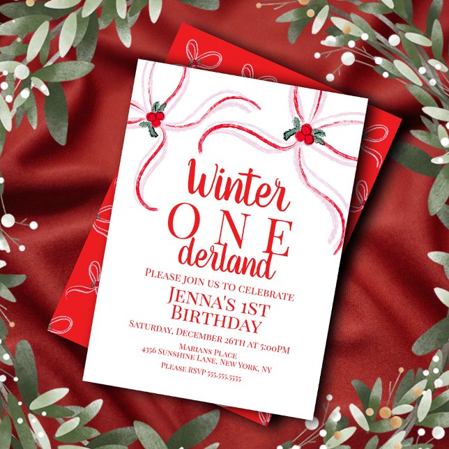 Invitación Hand Drawn Christmas Bows Birthday Party  (Subido por el creador)