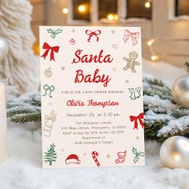 Invitación Hand Drawn Christmas Santa Baby Shower