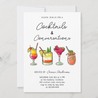 Invitación Hand drawn Cocktails and Conversation Party