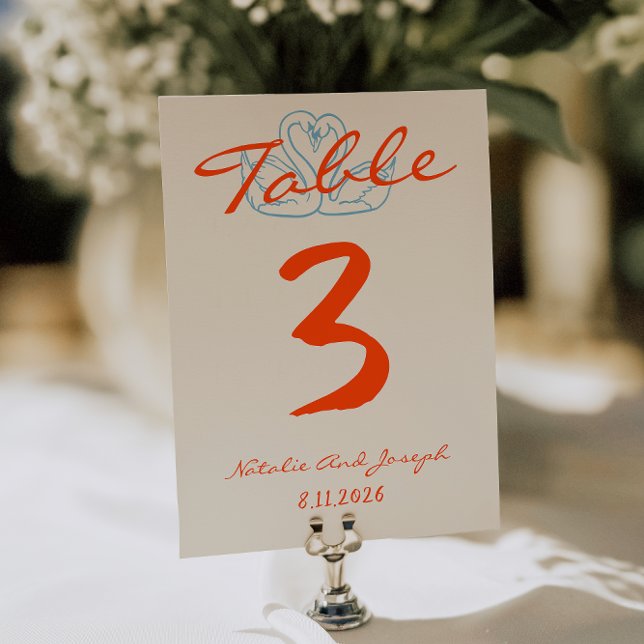 Invitación Hand Drawn Colorful Orange Wedding Table Number (Subido por el creador)