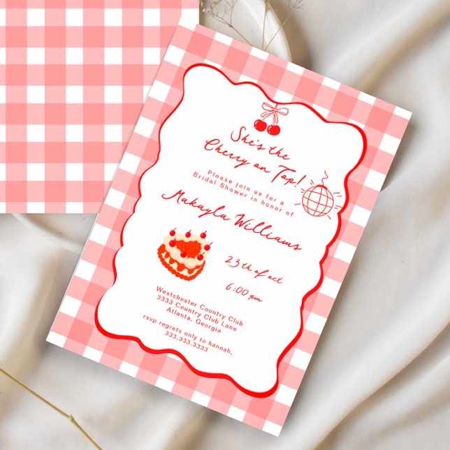 Invitación Hand-Drawn Coquette Cherry on Top Bridal Shower (Subido por el creador)
