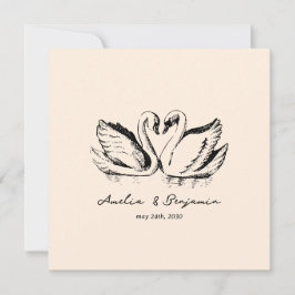 Invitación hand drawn Couple Swan Whimsical Wedding
