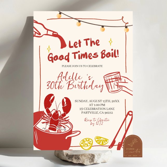 Invitación Hand Drawn Doodle crawfish boil Birthday party inv (Subido por el creador)