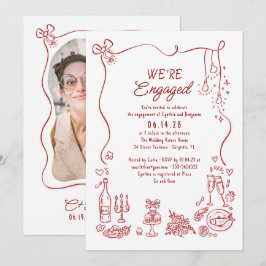 Invitación Hand Drawn Doodle Whimsical Engagement Party Photo
