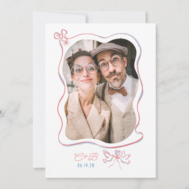 Invitación Hand Drawn Doodle Whimsical Engagement Party Photo (Reverso)