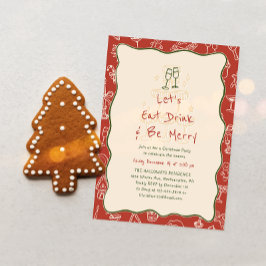 Invitación Hand-Drawn Eat Drink and Be Merry Holiday Party