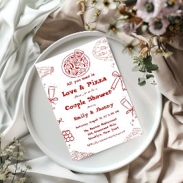 Invitación Hand Drawn es Love & Pizza Bridal Shower