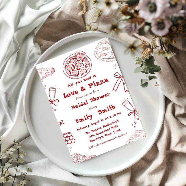 Invitación Hand Drawn es Love & Pizza Bridal Shower (Subido por el creador)