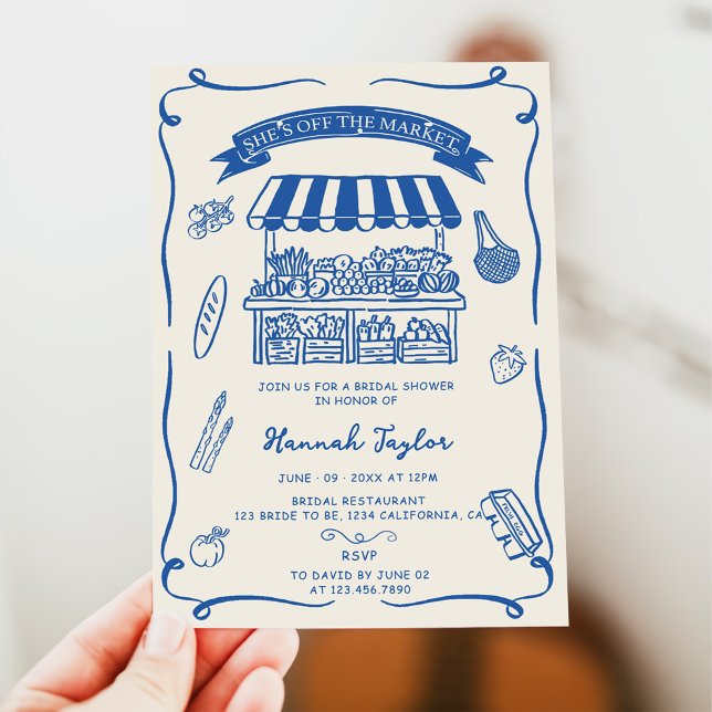 Invitación Hand Drawn Fresh Off the Market Bridal Shower (Subido por el creador)