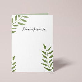 Invitación Hand-drawn green artistic leaf branch