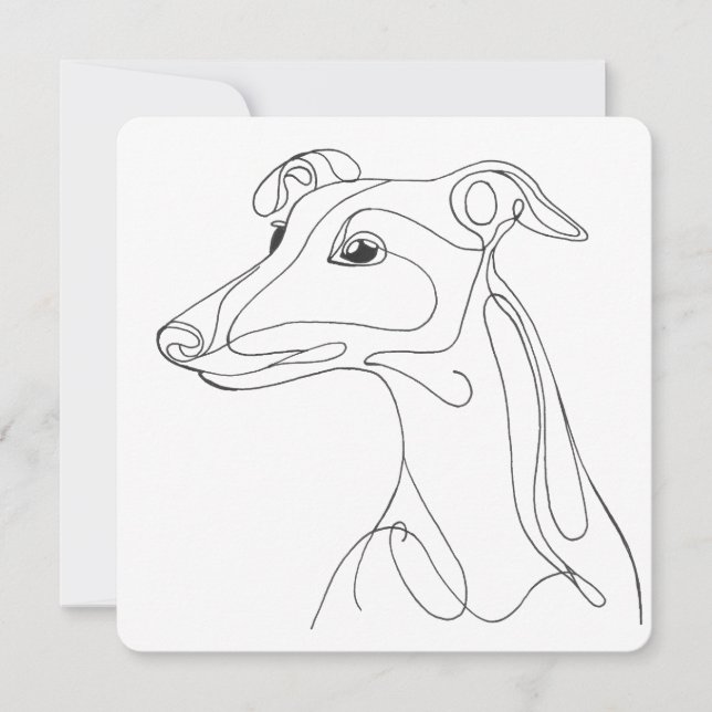 Invitación Hand Drawn Greyhound Line Art - Minimalist Design (Anverso)