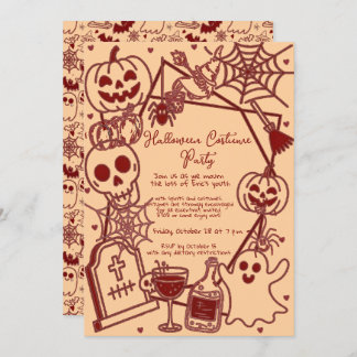 Invitación Hand Drawn Halloween Costume Birthday Party 