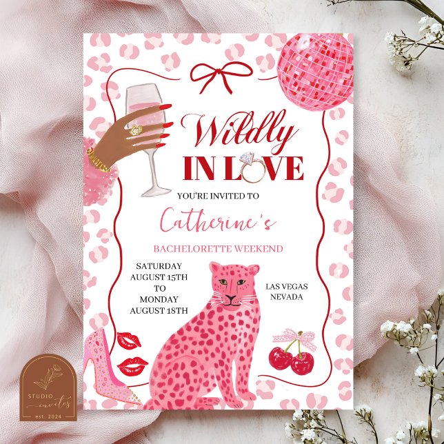 Invitación Hand Drawn Illustration Pink Bachelorette Weekend  (Subido por el creador)