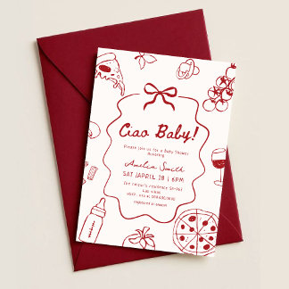 Invitación Hand Drawn Italian Ciao Baby Shower