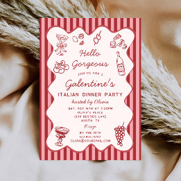 Invitación Hand Drawn Italian Pasta Dinner Galentines Party