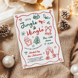 Invitación Hand Drawn Jingle and Mingle Christmas Party