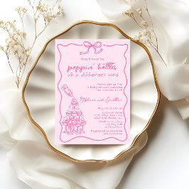 Invitación Hand Drawn Pink Bottle Champagne Tower Baby Shower
