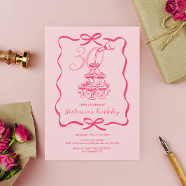 Invitación Hand Drawn Pink Champagne 30th Birthday Party