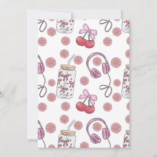 Invitación Hand-drawn Pink Girly Elements Seamless Pattern