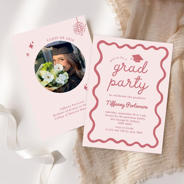 Invitación Hand Drawn Pink Graduation Party Invitation (Subido por el creador)