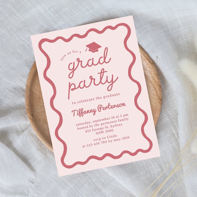 Invitación Hand Drawn Pink Graduation Party Invitation (Subido por el creador)