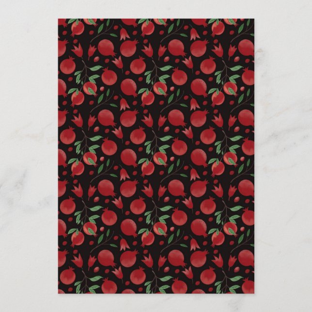 Invitación Hand-drawn Pomegranate Fruits Seamless Pattern (Anverso)