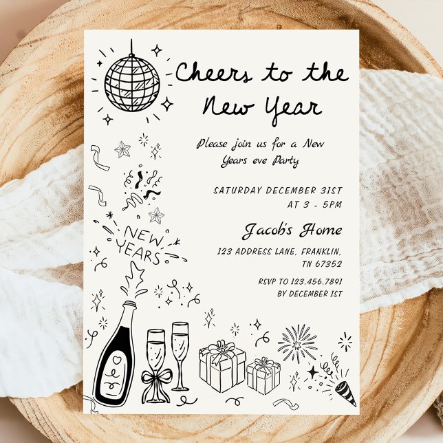 Invitación  Hand Drawn scribble New Year’s Eve Party (Subido por el creador)
