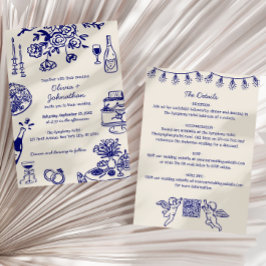 Invitación Hand Drawn Scribbles/Doodles All-In-One Wedding