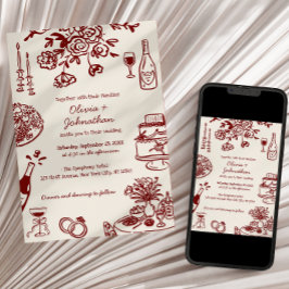 Invitación Hand Drawn Scribbles/Doodles Wedding Invitation