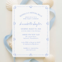 Invitación Hand Drawn Seashells & Wedding Bells Bridal Shower