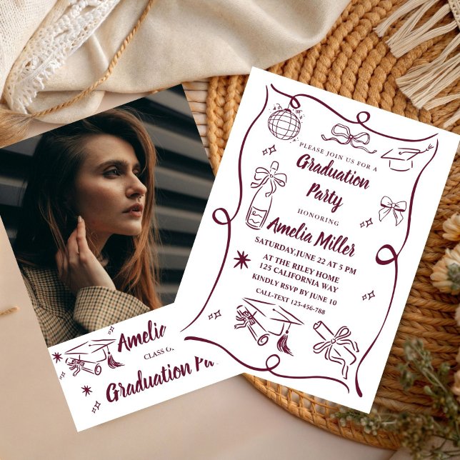 Invitación Hand Drawn Senior Graduation Invitation Template, (Subido por el creador)