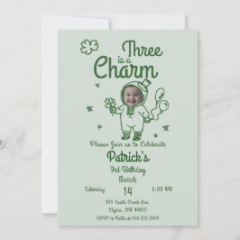 Invitación Hand Drawn Shamrock Any Age with Photo Birthday