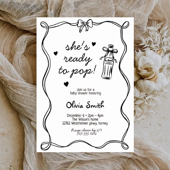 Invitación Hand drawn She's Ready to Pop Soda Baby Shower   (Subido por el creador)