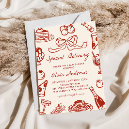 Invitación Hand Drawn Special Delivery Pizza Baby Shower