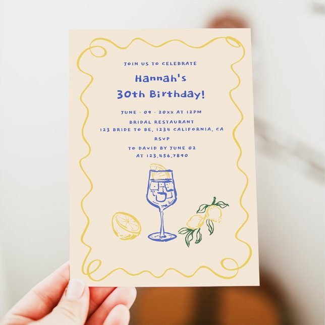 Invitación Hand Drawn Summer Adult 30th Birthday  (Subido por el creador)