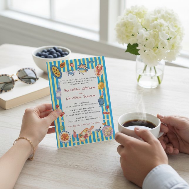Invitación hand drawn summer seafood wedding  Celebration  (Subido por el creador)