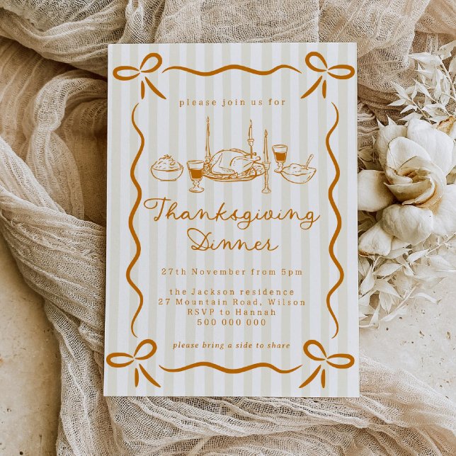 Invitación Hand Drawn Thanksgiving Dinner Invitation (Subido por el creador)