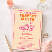 Hand Drawn The Perfect Match Pink Bridal Shower