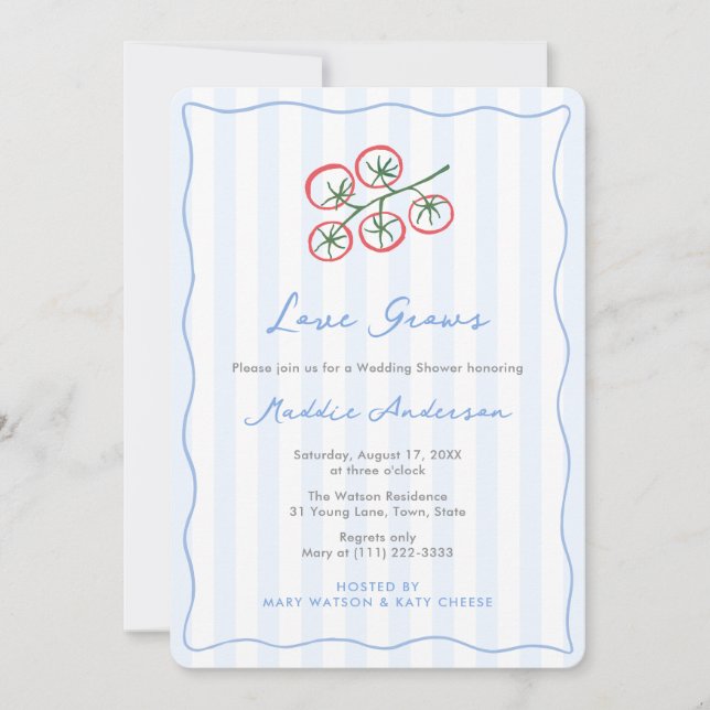 Invitación Hand-Drawn Tomato Girl Italian Amore Bridal Shower (Anverso)