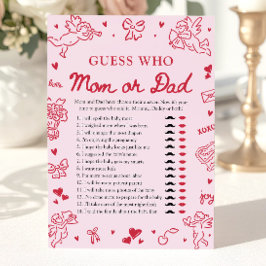 Invitación Hand Drawn Valentine Guess Who Mom or Dad Game