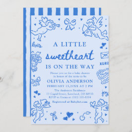 Invitación Hand Drawn Valentine Little Sweetheart Baby Shower